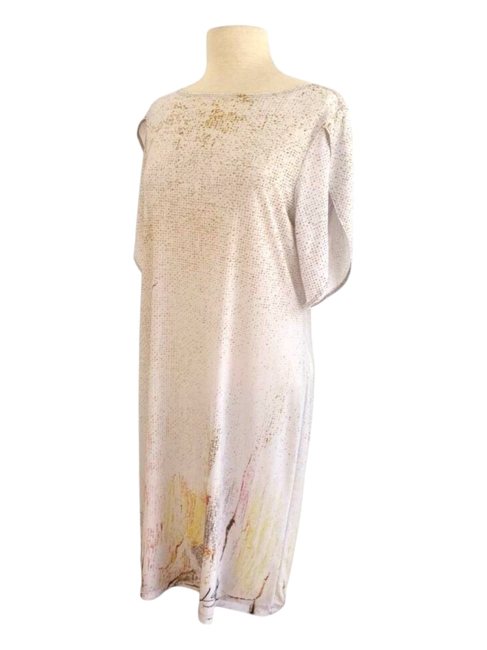 Le Galeriste dress white yellow artist creation short sleeves contemporary Large